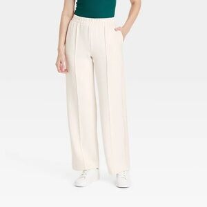 Straight-Leg Cream Pants